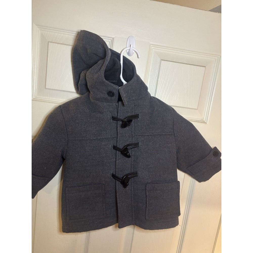 Rothschild Boy's Dark‎ Gray Wool Hooded Duffle Coat Size 12M